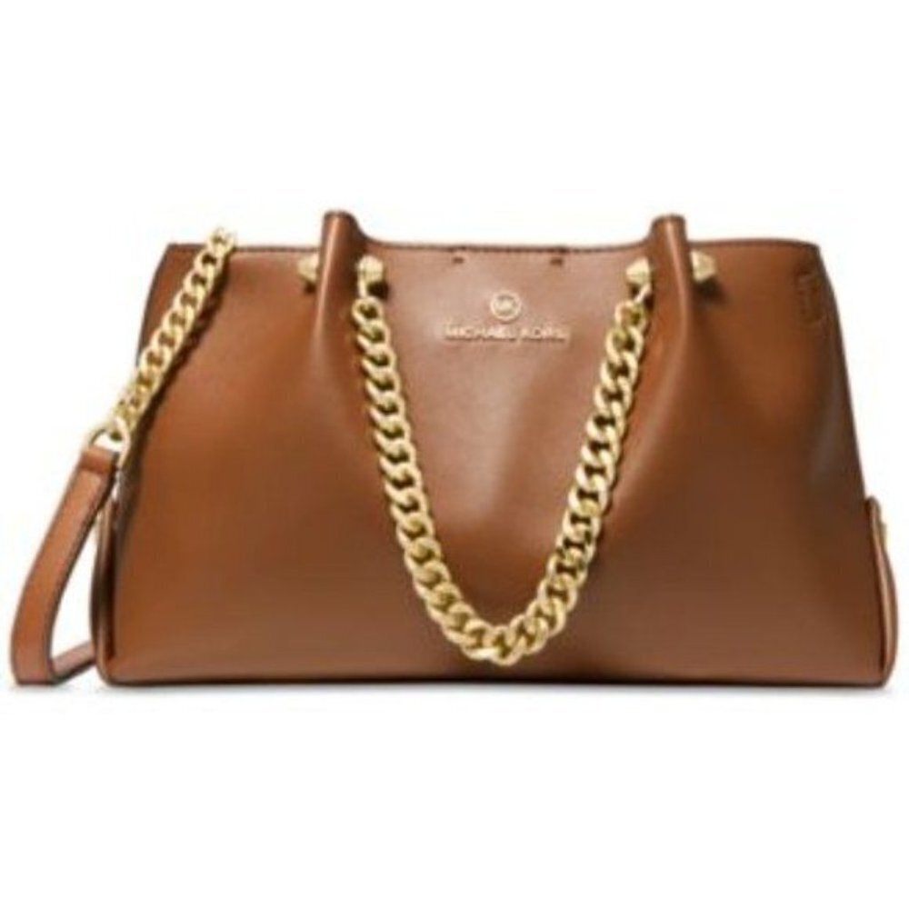 Michael Michael Kors Zena Small Convertible Chain Messenger - Luggage NEW - Picture 2 of 8